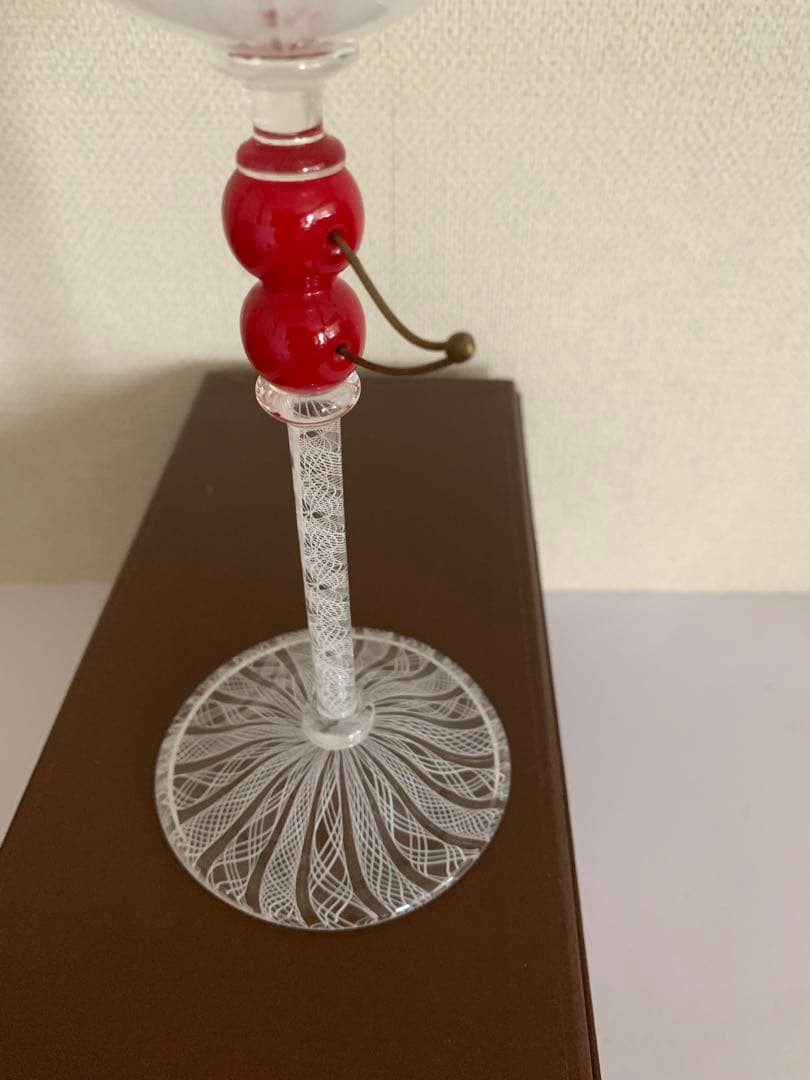 安田泰三手吹レース文様花器置物