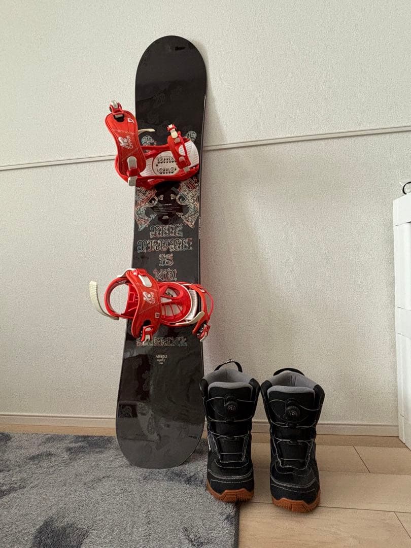 スノーボード ビンディングセット 赤黒