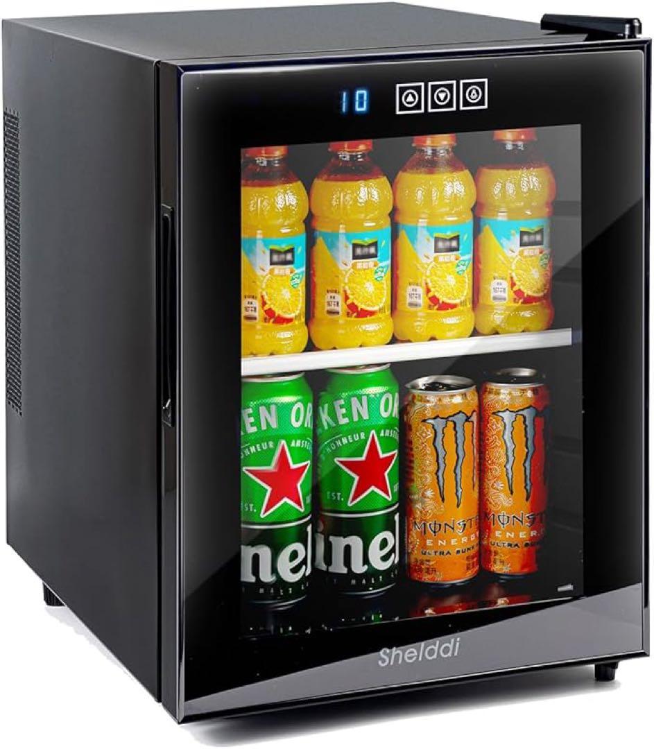 ❤️1品限り❤️ミニ冷蔵庫 小型 33L お洒落 透明ガラスドア ペルチェ式 1ドア