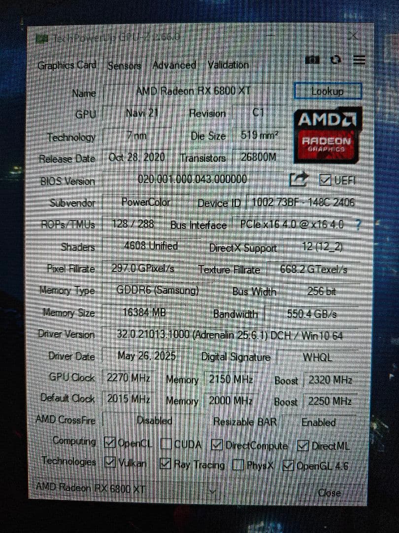 グラフィックボード・グラボ・ビデオカード PowerColor Radeon RX 6800 XT 16GB