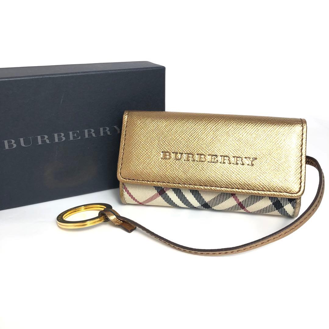 【未使用保管品】BURBERRY バーバリー キーケース ゴールド ノバチェック