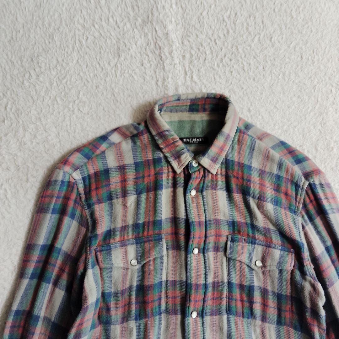 バルマンオム フランネル　ウエスタン シャツ 38 Balmain Homme