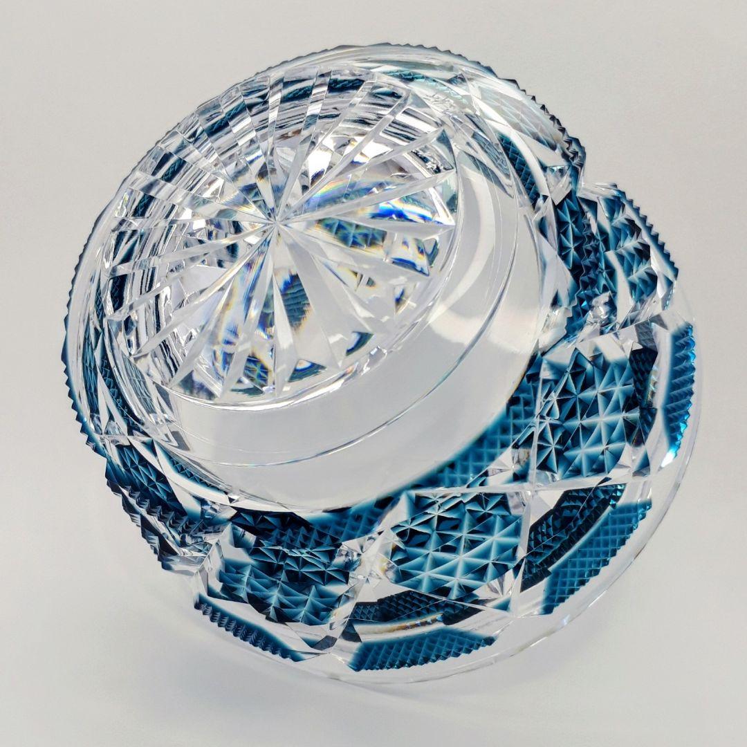 復刻 薩摩切子　藍色 切子 向付鉢　　　　【 希少作品 】