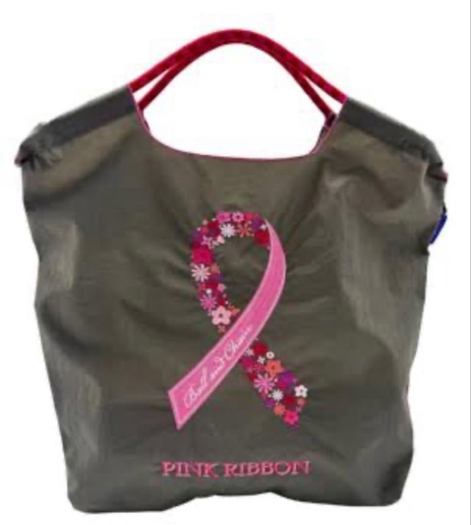 新品・未使用☆ボールアンドチェーン　ピンクリボン　エコバッグ　グレー