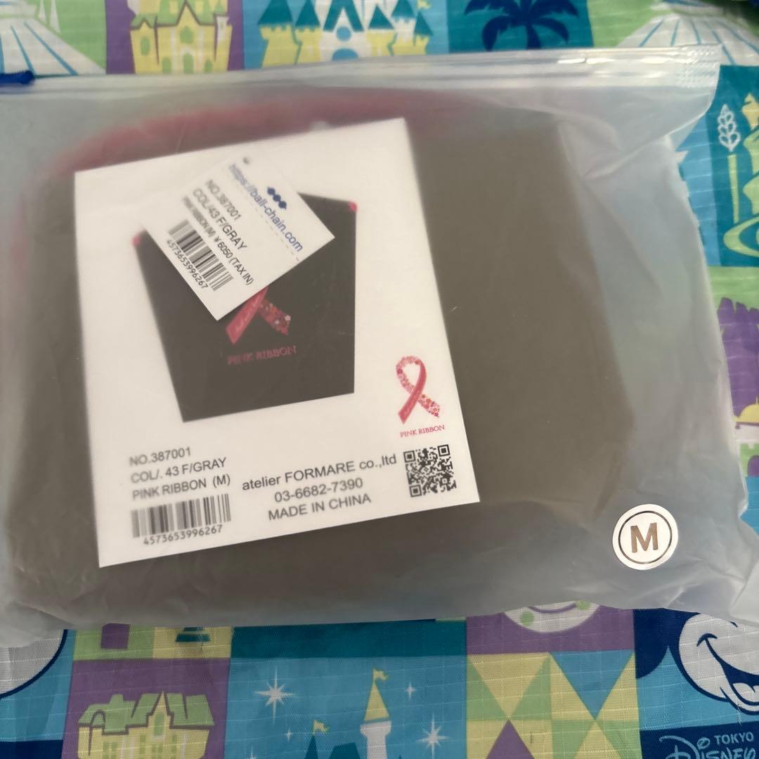 新品・未使用☆ボールアンドチェーン　ピンクリボン　エコバッグ　グレー