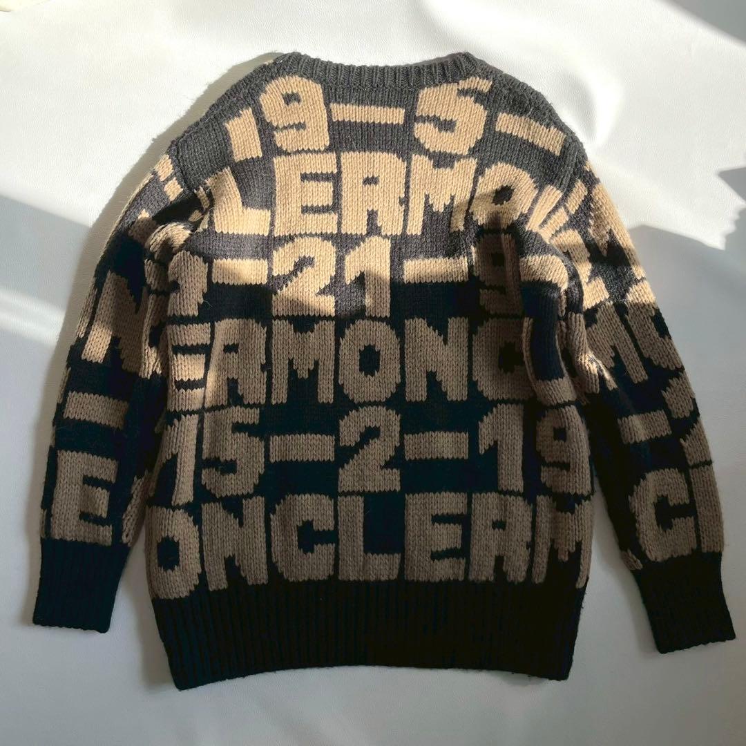 【モンクレール】ニット セーター 総柄 ロゴ M 黒 アルパカ混