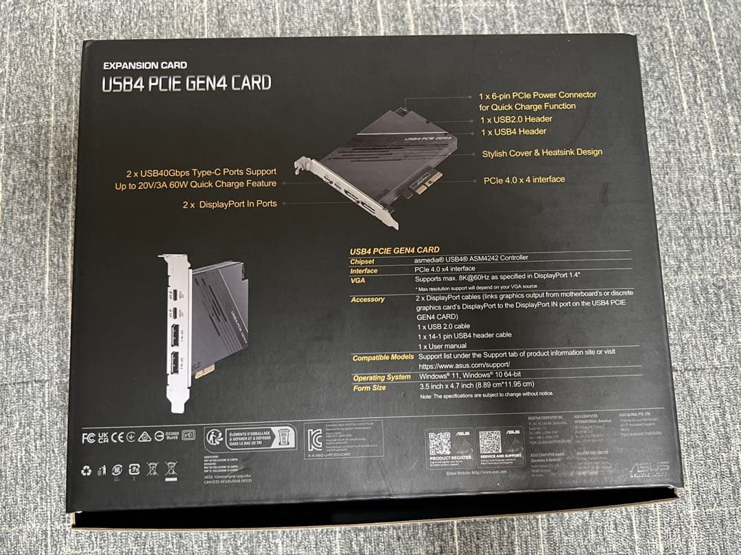 ASUS USB4 PCIe Gen4 カード、デュアル USB4 ポート