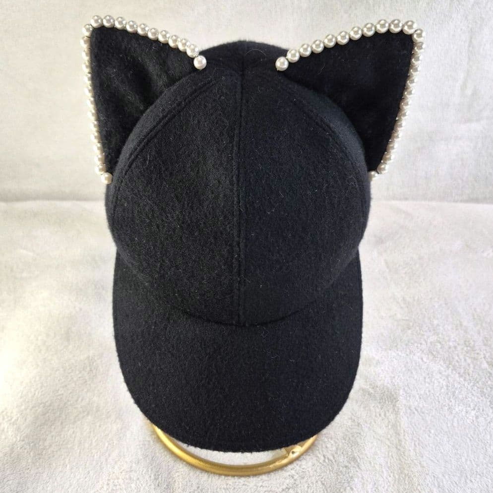 CIRQUTURE ウール パールリボン猫耳 キャプ MADE IN JAPAN