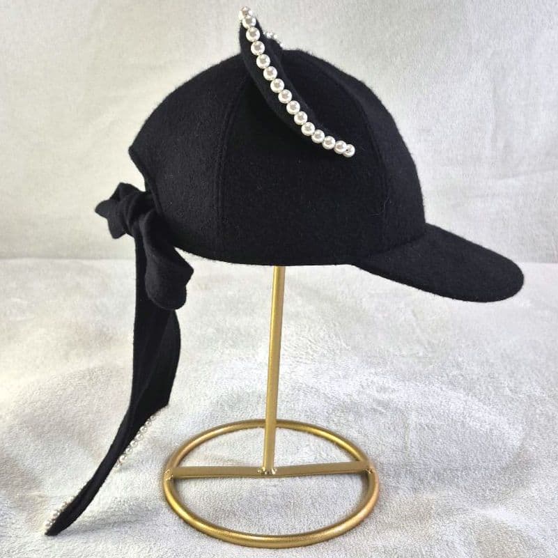 CIRQUTURE ウール パールリボン猫耳 キャプ MADE IN JAPAN