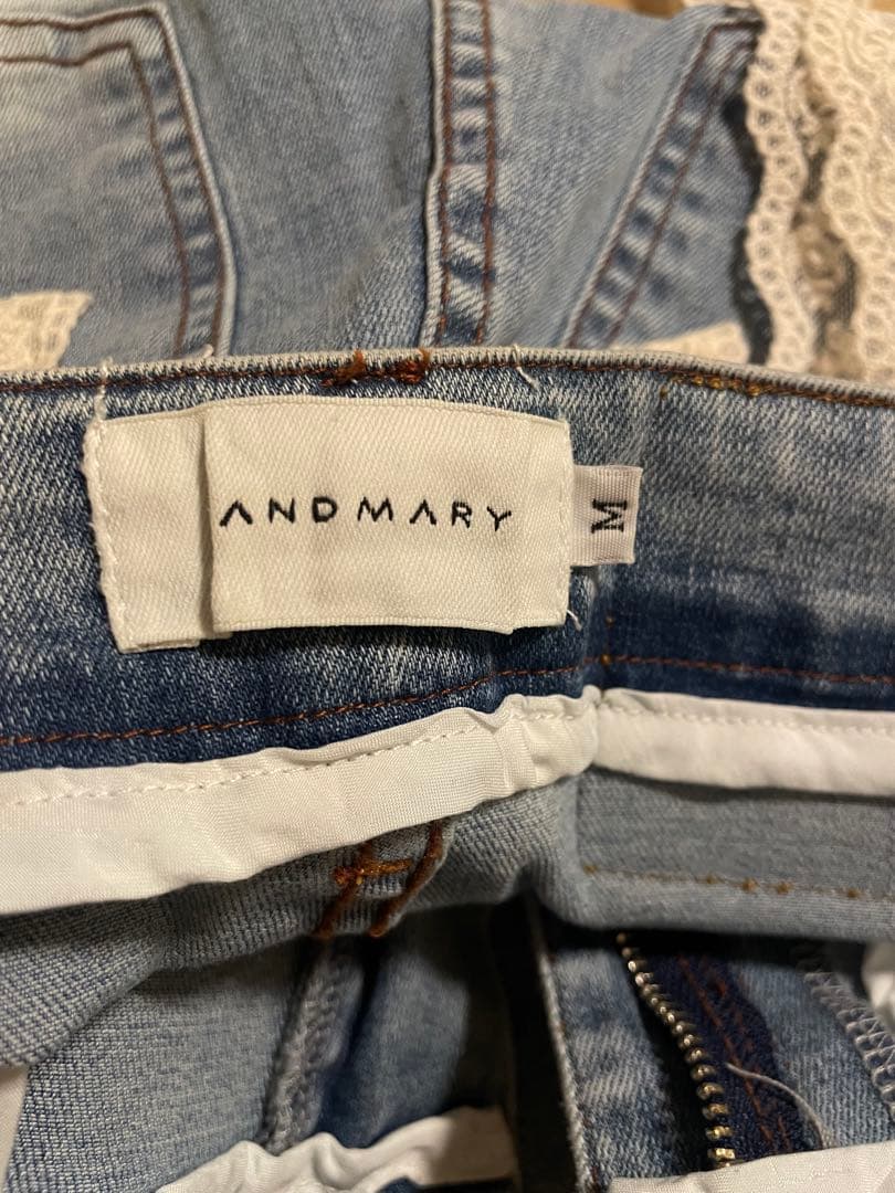 パンツ andmary Lacey ribbon denim