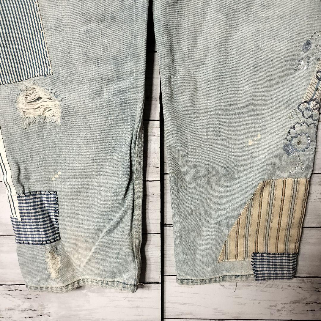 ポロバイラルフローレン パープルレーベル 再構築デニムパンツ パッチワーク