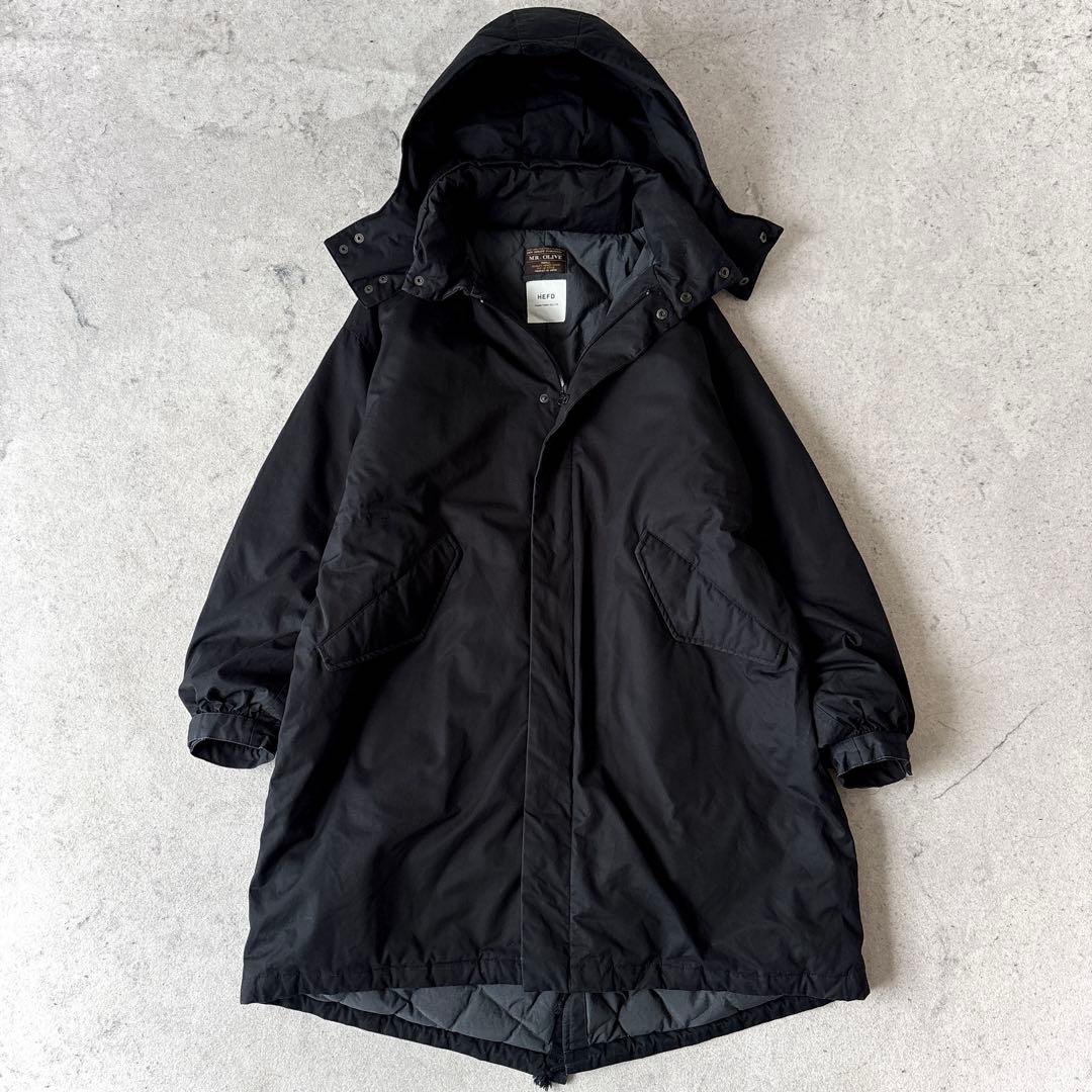 美品 ミスターオリーブ 日本製 河田ダウン ダウンモッズコート 黒MrOlive
