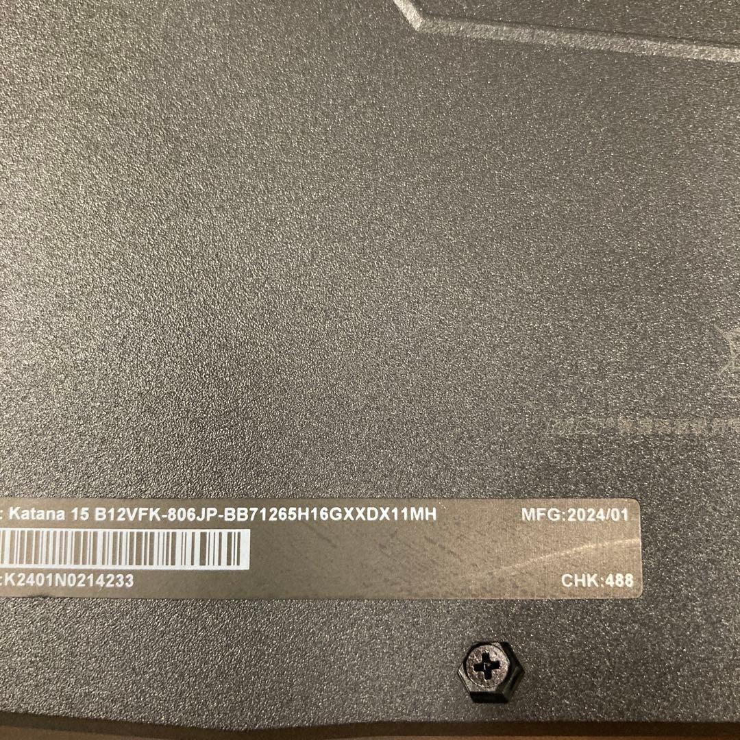 Windowsアクセサリー MSIRTX4060 Katana-15-B12VFK 15.6/Core i7