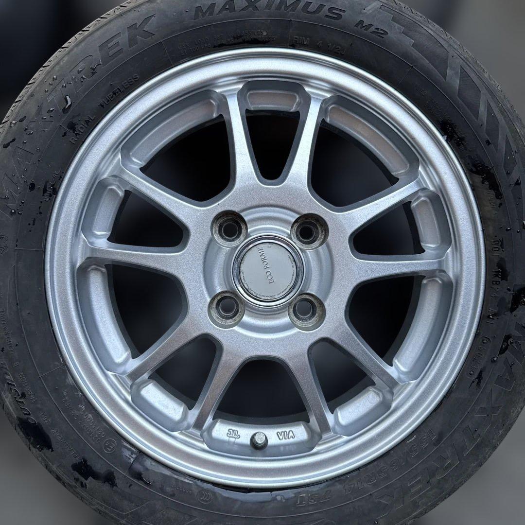 ①ボス サマータイヤ バリ溝 155/65R14 ホイール（A0414）