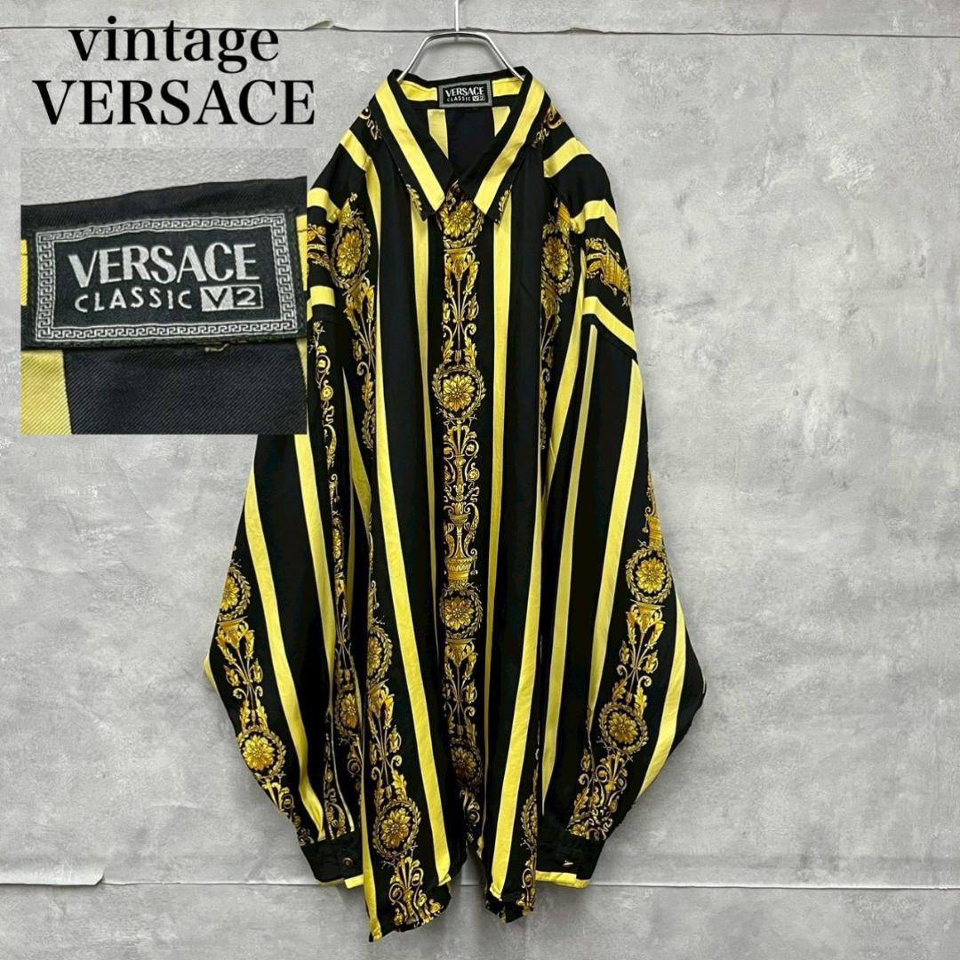 極上 90s vintage VERSACE シルクシャツ バロック柄 PM10