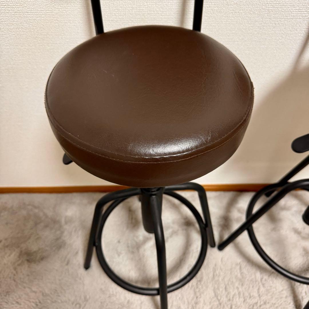 【田中　太郎】カウンターテーブル 昇降チェア 足置き ２脚セット