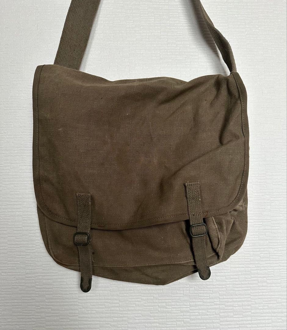 3連ベルトフランス軍 TTA コットンリネン ショルダーバッグ メッセンジャー