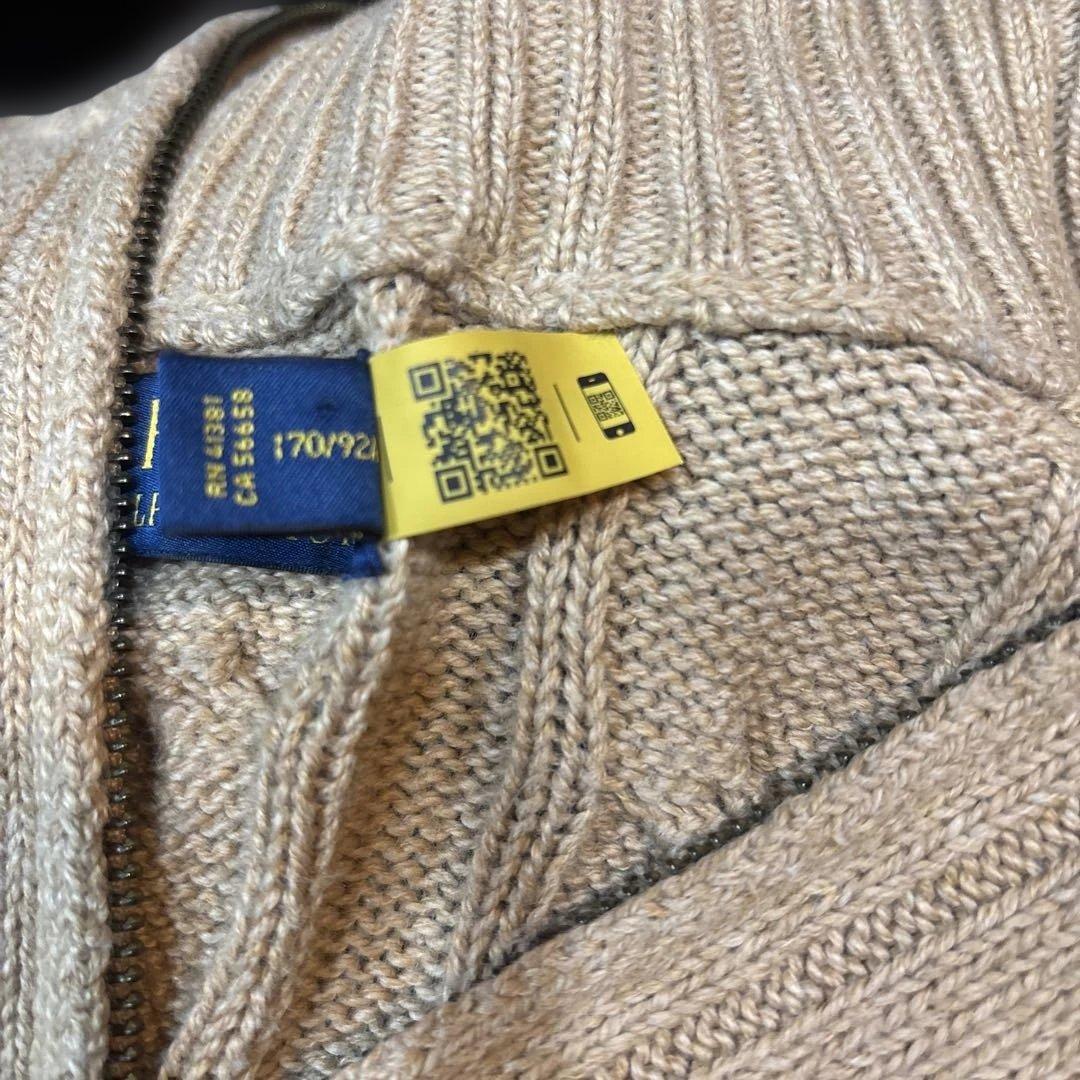 Polo Ralph Lauren ベージュ ハーフジップケーブルニット