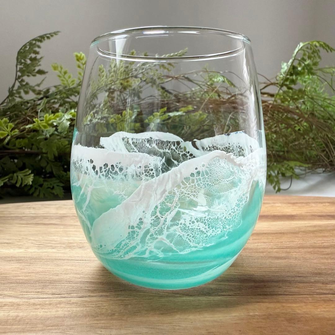 レジンアート　オーシャングラス　グラスセット　海アート