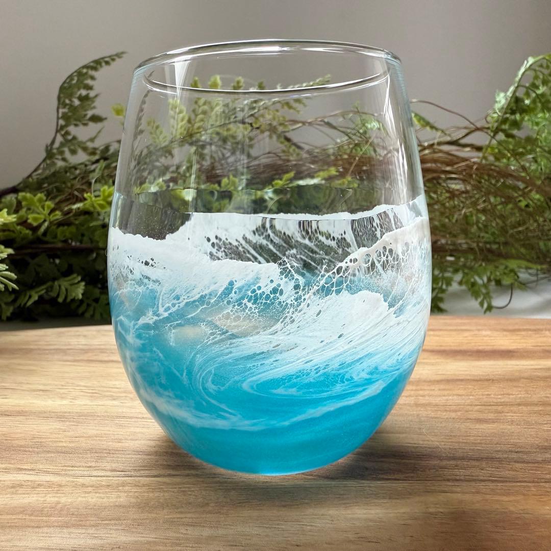 レジンアート　オーシャングラス　グラスセット　海アート
