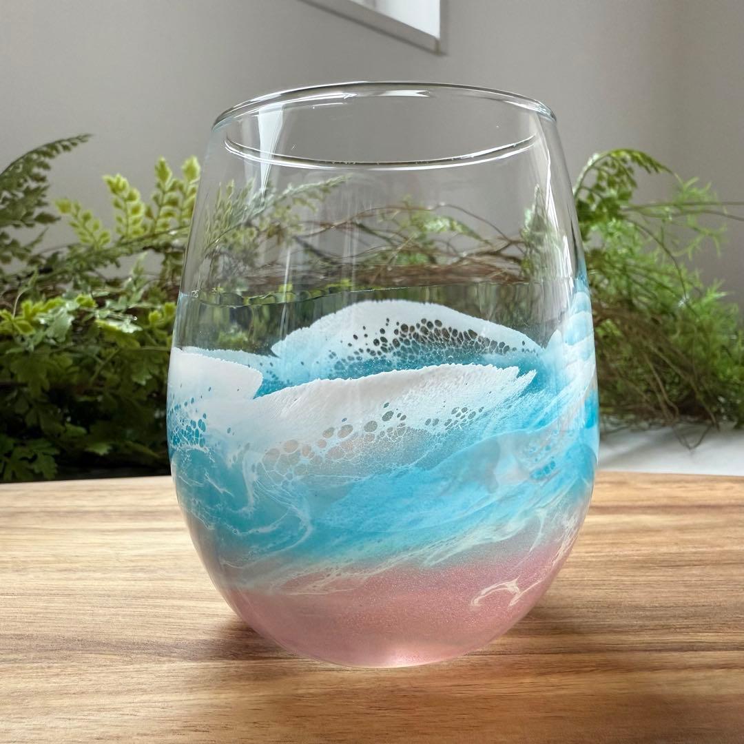 レジンアート　オーシャングラス　グラスセット　海アート