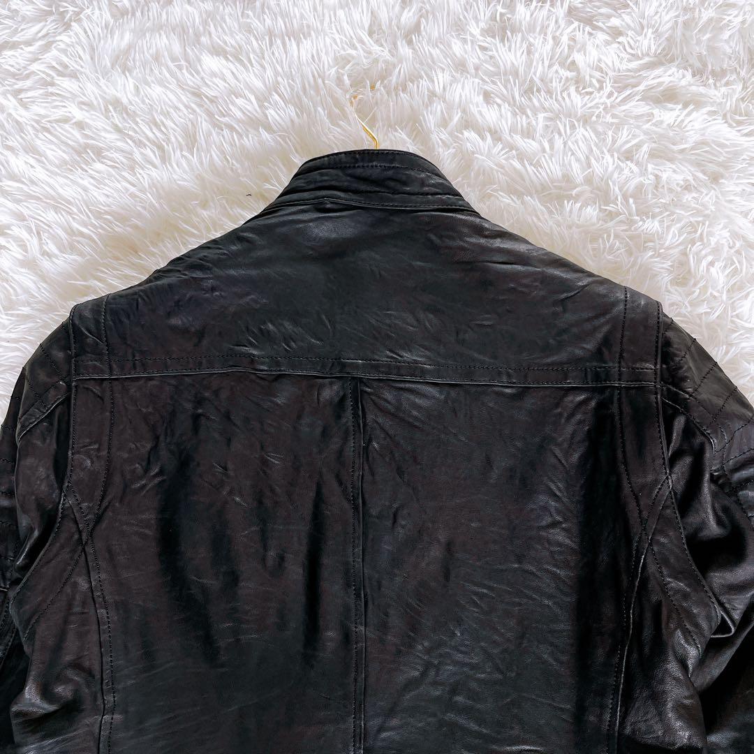 【BURBERRY BLACK LABEL】ライダース 羊革 黒 2way M