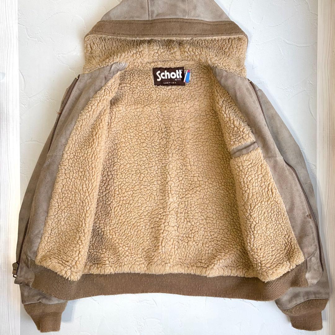 【schott】Suede bomber jacket hoodie 390