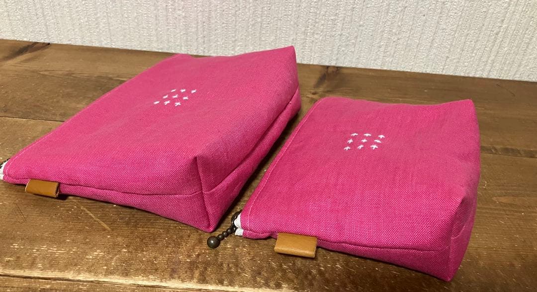 虎猫さま専用 くったりカラーリネン ローズピンク リネン100％ 巾着、ポーチ