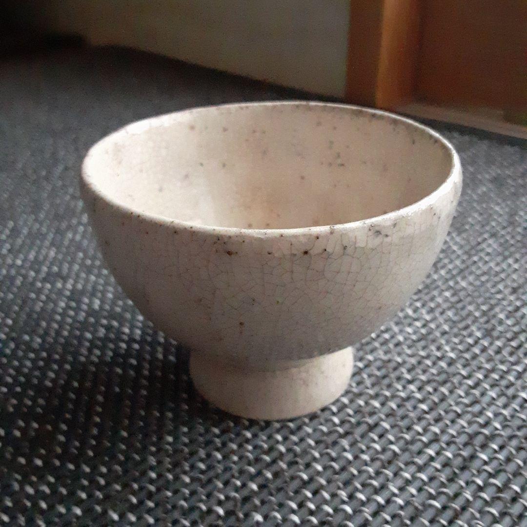 古い李朝朝鮮王朝白磁茶碗/唐津伊万里焼粉引吹貫入青白磁/ぐい呑み陶酒器