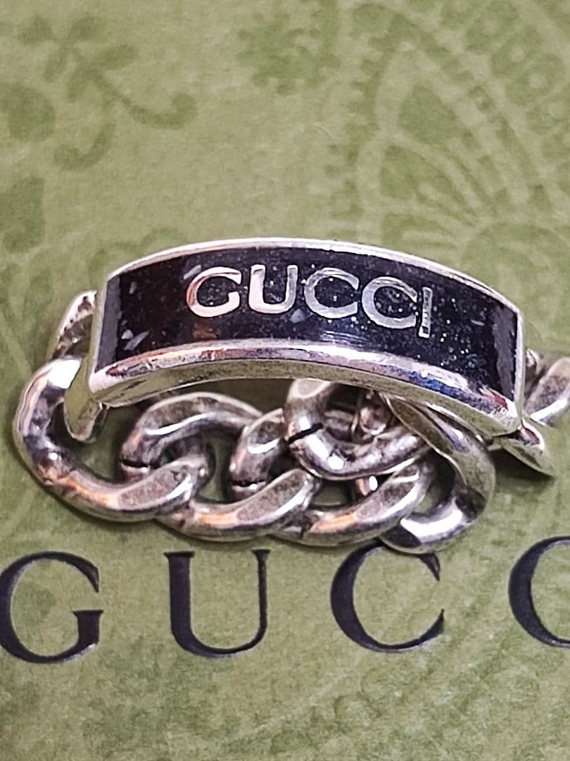 専用　新品 GUCCI グッチ ロゴ エナメル リング 指輪 21号 シルバー