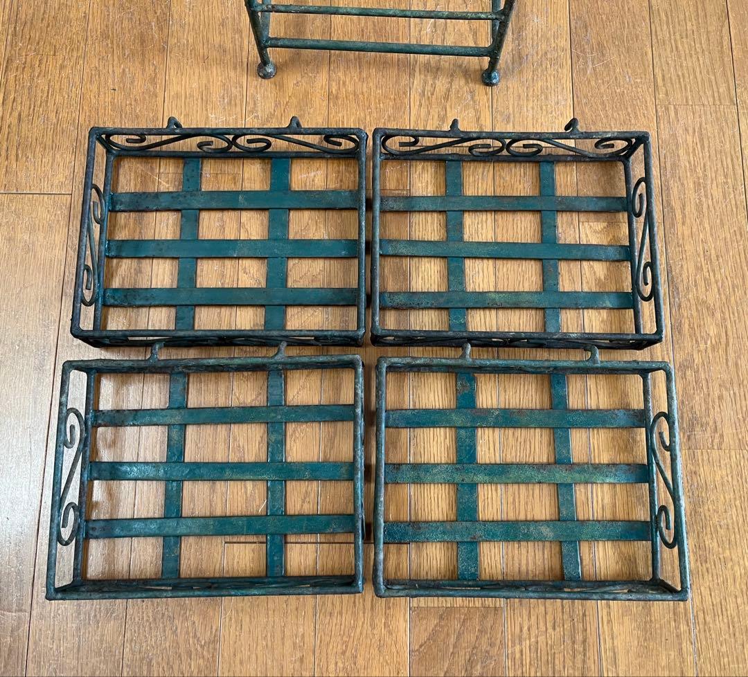 ヴィンテージ　アイアンプランタースタンド　レトロモダン　アンティーク　シャビー￼