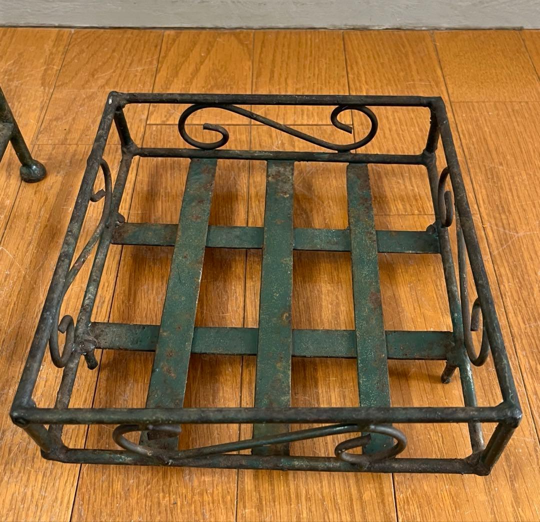 ヴィンテージ　アイアンプランタースタンド　レトロモダン　アンティーク　シャビー￼