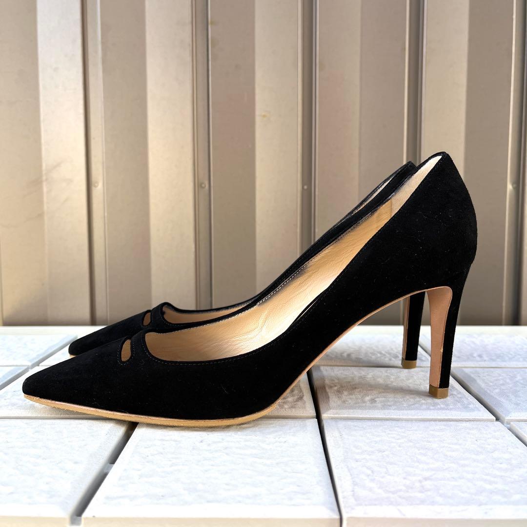 未使用 38 PELLICO パンプス ANIMA 黒 スエード　ペリーコ　25