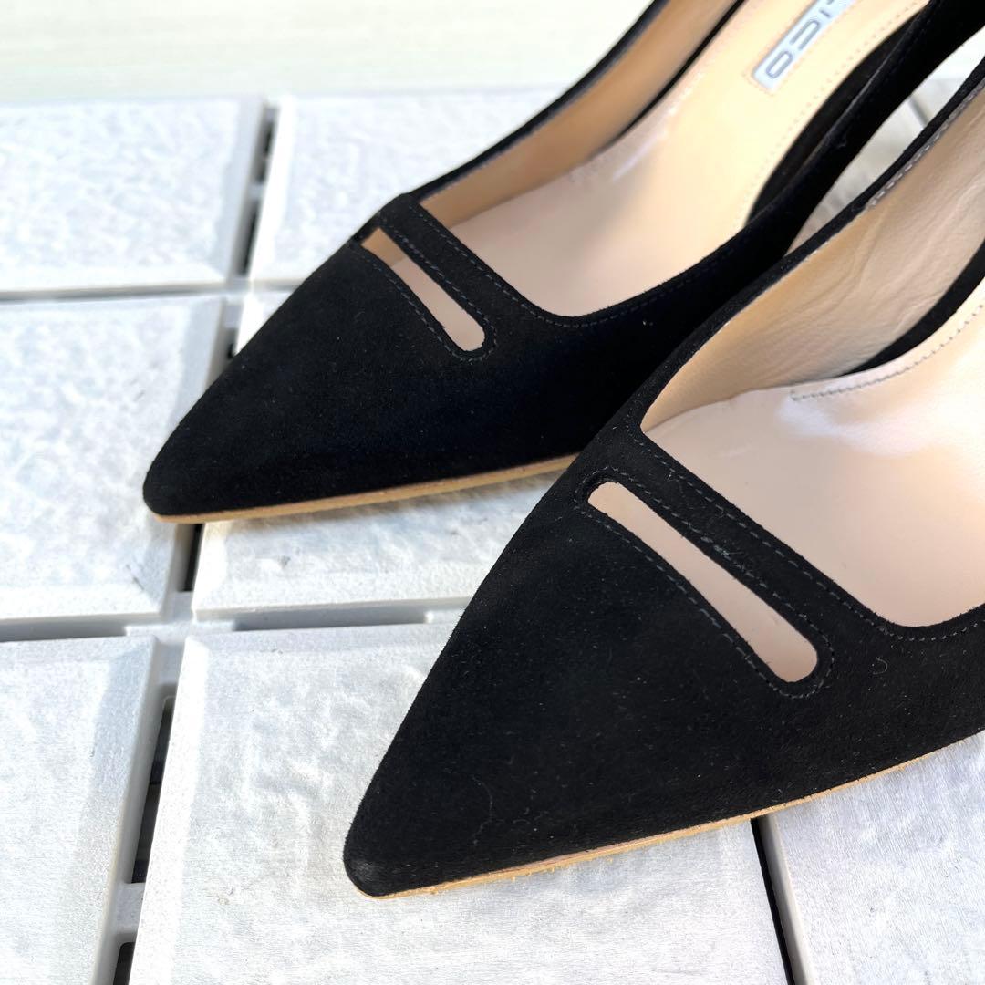 未使用 38 PELLICO パンプス ANIMA 黒 スエード　ペリーコ　25