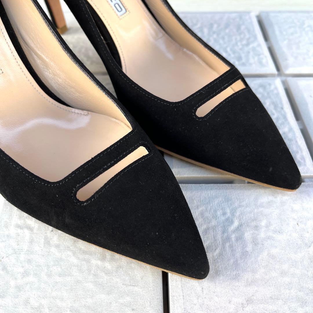未使用 38 PELLICO パンプス ANIMA 黒 スエード　ペリーコ　25