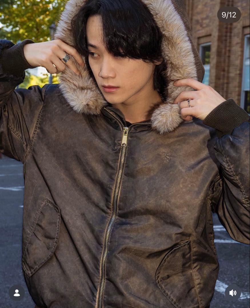 That's lifeブラウンファーボンバージャケット