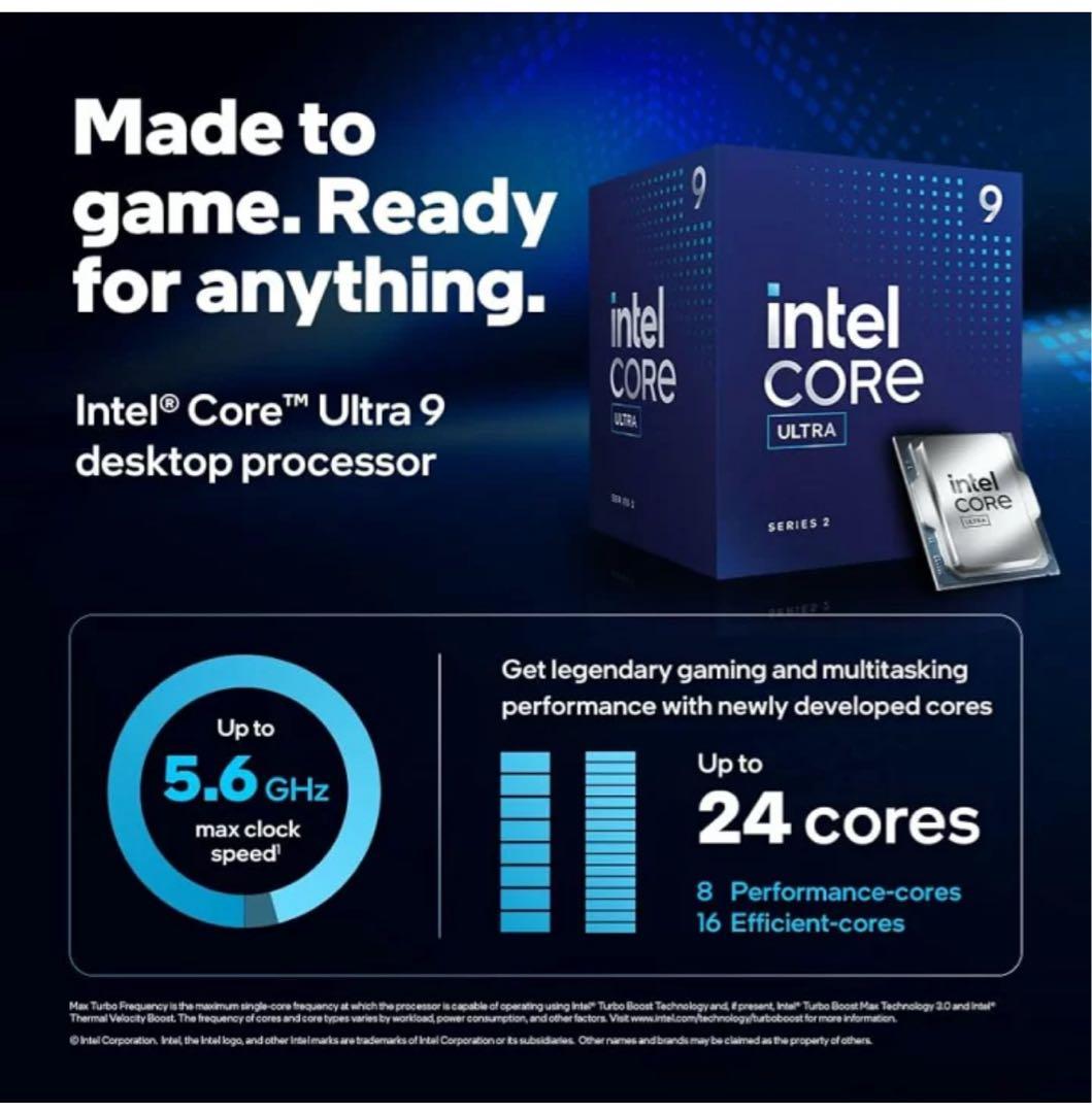 インテルCoreUltra 9 デスクトッププロセッサー 285 24コア