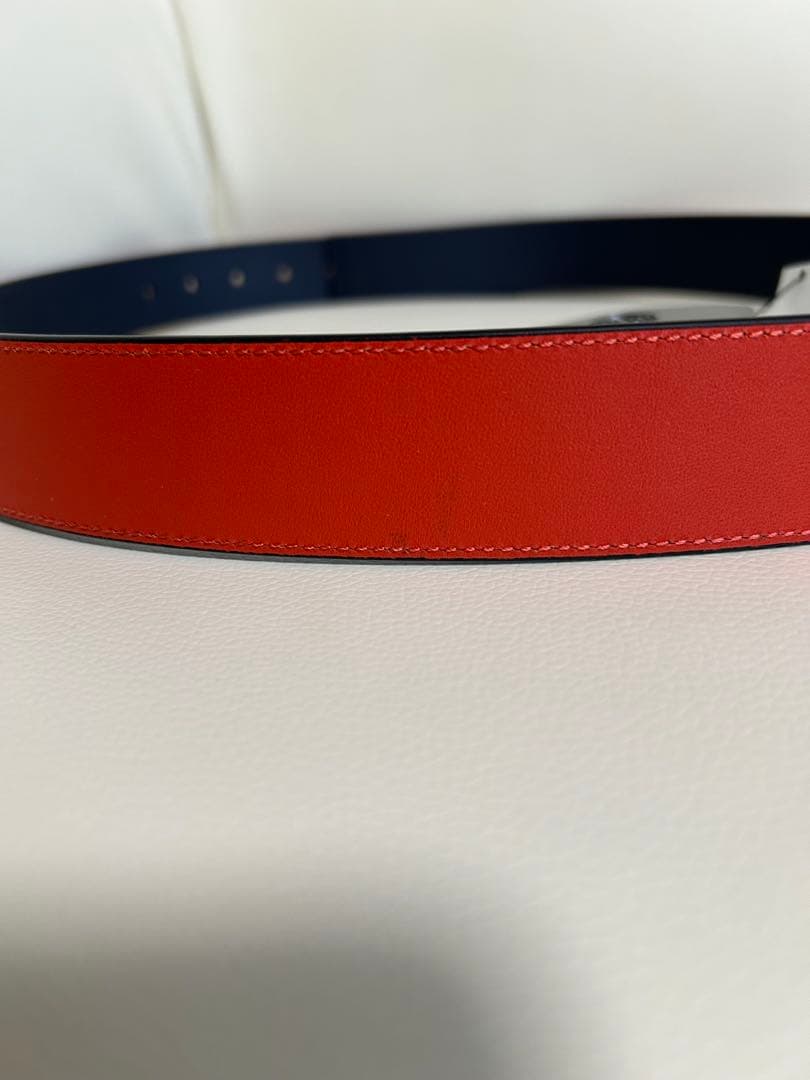 COACH リバーシブルベルト オレンジ/ネイビー