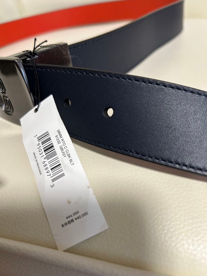 COACH リバーシブルベルト オレンジ/ネイビー