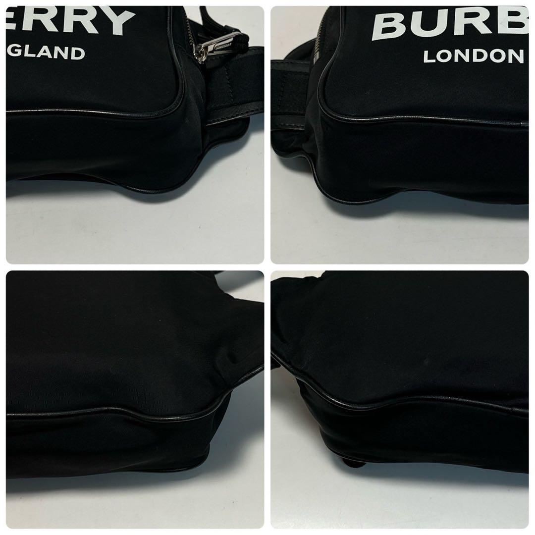 q45【極美品】バーバリー　ナイロン　ブラック　ウエストバッグ　ショルダーバッグ