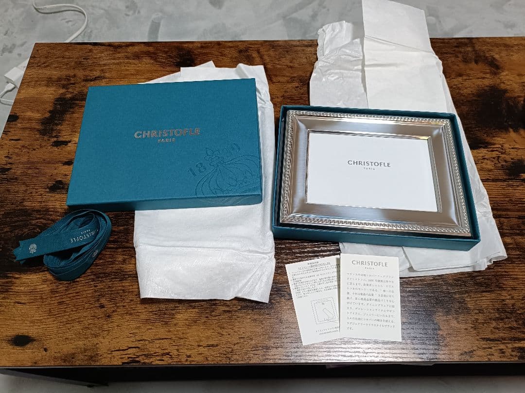 値下げ❗️新品未使用　Christofle フォトフレーム シルバー　パール