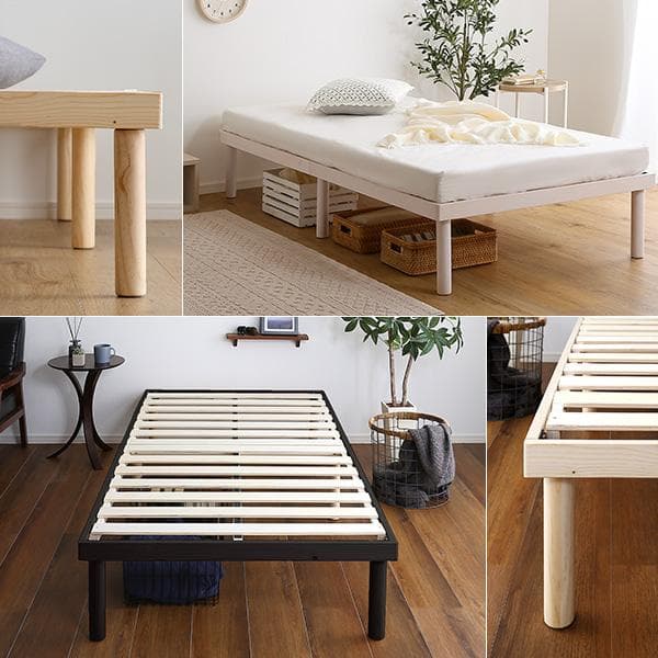 パイン材高さ2段階調整脚付きすのこベッド(シングル)　北海道送料込