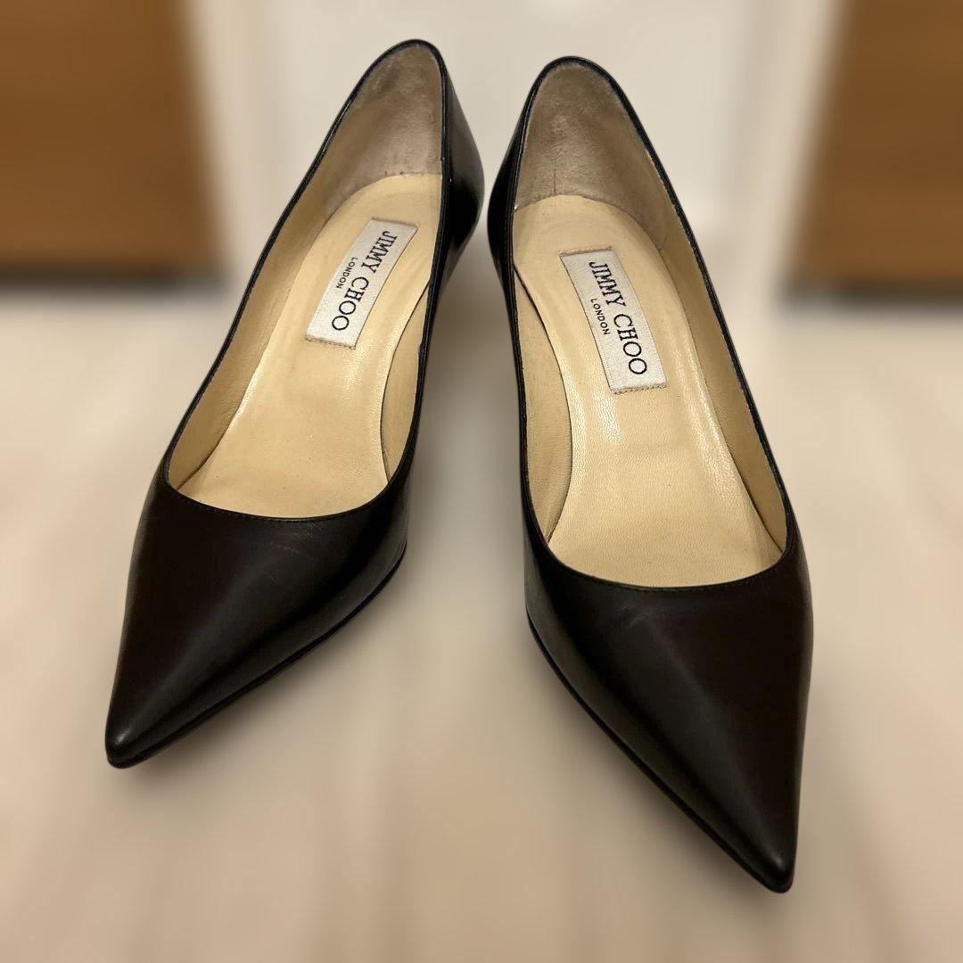 Jimmy Choo 黒 レザーハイヒール22cm ヒール6センチ　34 2/1