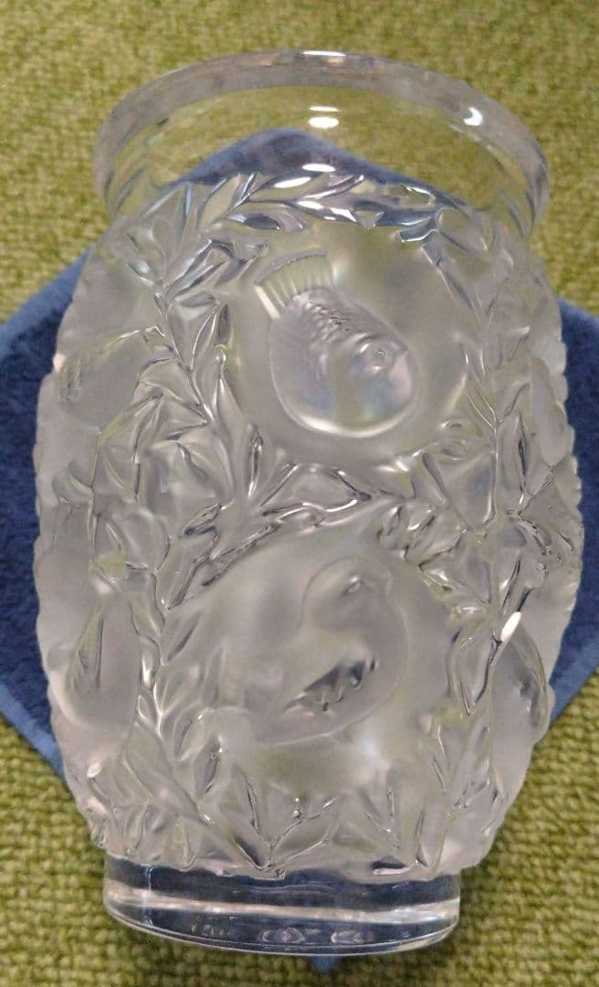 Lalique バガテル　葉と鳥の彫刻 花瓶