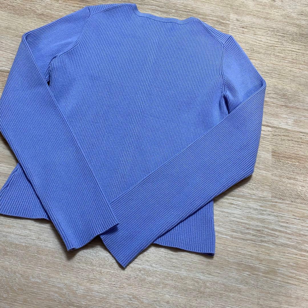 新品 完売2025 CELFORD ロゴチャーム リブニットカーディガン ブルー