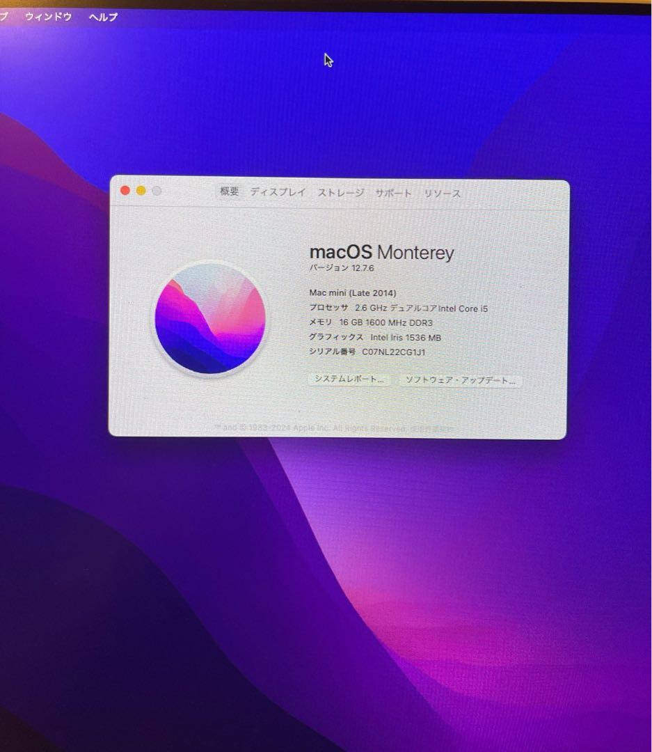 ミニPC Apple Mac mini Late 2014 A1347