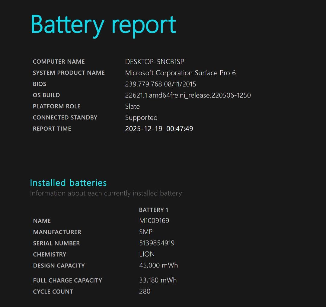 Windowsノート本体 Surface pro6 256GB Core i5