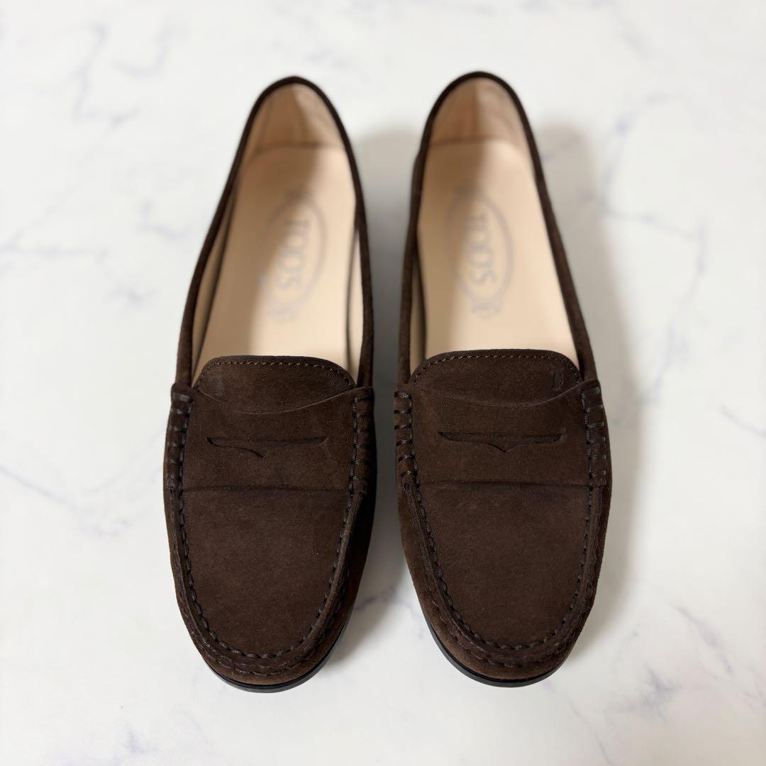 TOD'S トッズ 36.5 ローファー 革靴 スエード ブラウン