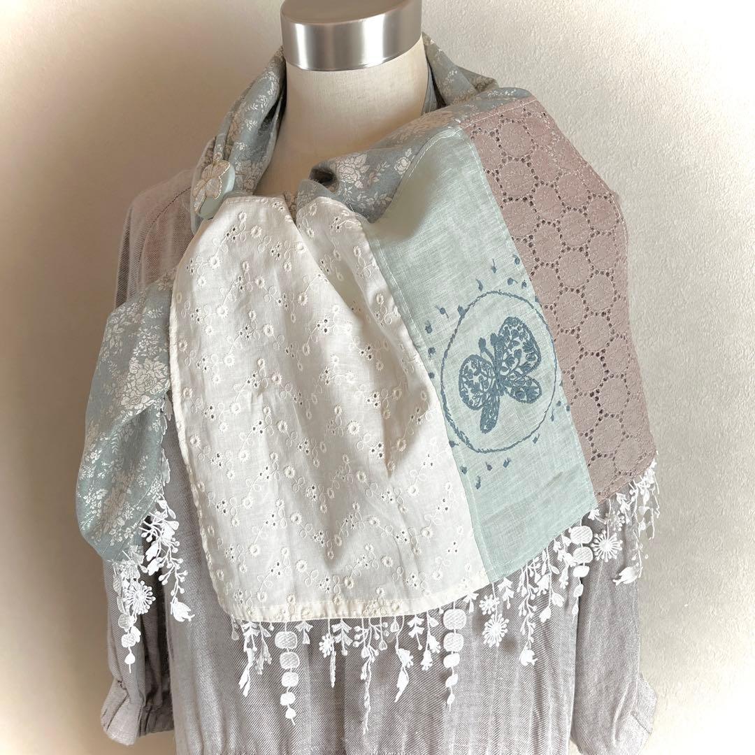 イザベルハンドメイドミナペルホネンforest wingと小花のストール。