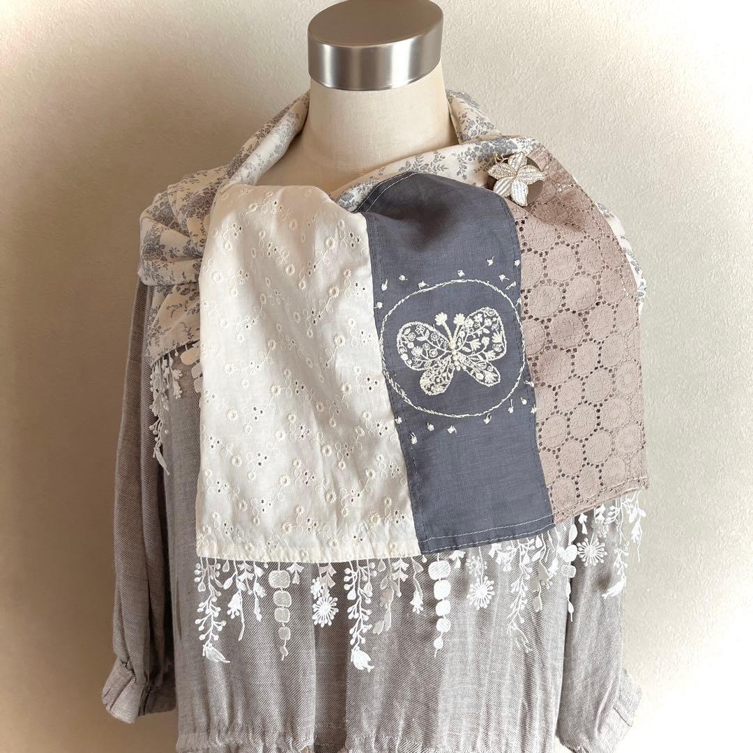 イザベルハンドメイドミナペルホネンforest wingと小花のストール。